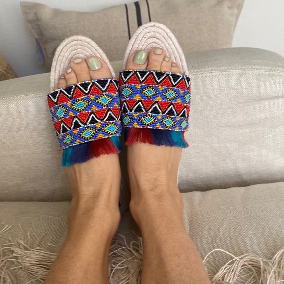 Free People BNWT laidback London embellished tribal Coachella sandal 🌈 Love❤️‼️ - Picture 3 of 10